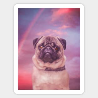 Pug in the sky painting Sticker